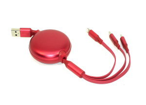 Кабель Baseus Little Octopus 3-in-1 Lightning+USB-C+micro-USB (1,2 метра) красный