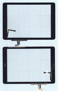 Тачскрин для iPad Air 1/5  2013/2017 (A1474/A1475/A1476/A1822/A1823) черный с кнопкой