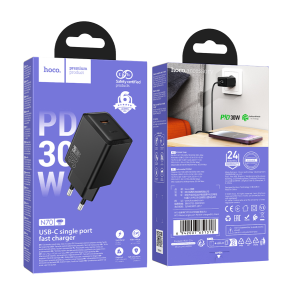Блок питания (сетевой адаптер) HOCO N70 Nuevo 1xUSB-C, 30W черный