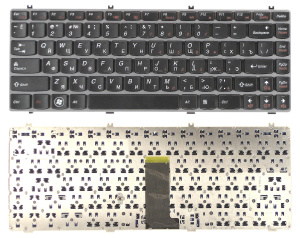 Клавиатура для ноутбука Lenovo IdeaPad Y470 черная рамка серая