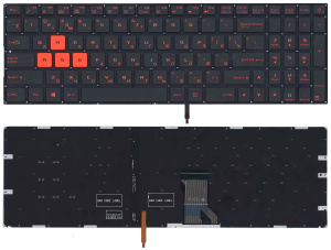 Клавиатура для ноутбука Asus GL702 черная с красной подсветкой