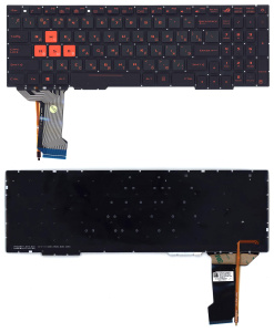 Клавиатура для ноутбука Asus GL753 FX553VD черная с белой подсветкой (узкий шлейф подсветки)