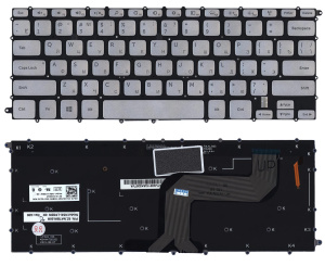 Клавиатура для ноутбука Dell Inspiron 14 7437 серебристая с подсветкой