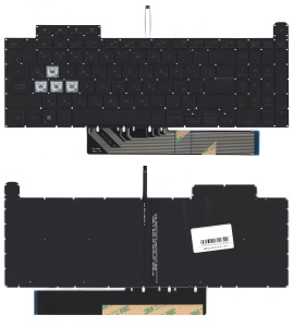 Клавиатура для ноутбука Asus Gaming F15 FA507 серебристая с подсветкой