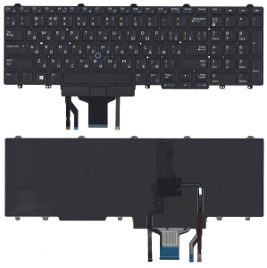 Клавиатура для ноутбука Dell Latitude E5550 E5570 черная без рамки с подсветкой (гор. Enter)