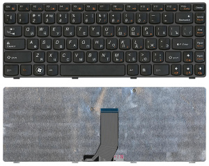 Клавиатура для ноутбука Lenovo IdeaPad Z470 G470AH G470GH Z370 черная с темной рамкой