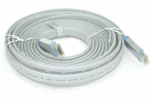 Кабель Vention HDMI (H450) 5m серый плоский в оплетке