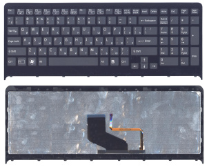 Клавиатура для ноутбука Sony Vaio VPC-F219fc черная с подсветкой с черной рамкой