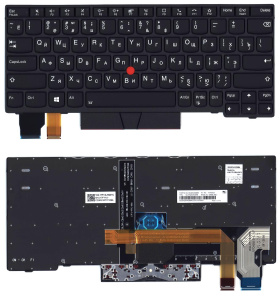Клавиатура для ноутбука Lenovo X13, L13 gen 2, L13 Yoga Gen 2 черная с подсветкой и указателем