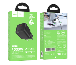 Блок питания (сетевой адаптер) HOCO N66 Ingenious 1xUSB-C, 35W, черный