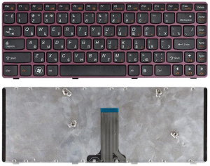 Клавиатура для ноутбука Lenovo IdeaPad V370 черная с красной рамкой
