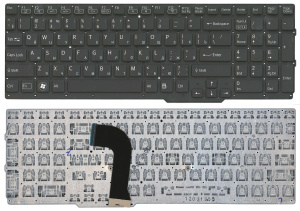 Клавиатура для ноутбука Sony Vaio SVS15 черная с подсветкой плоский ENTER