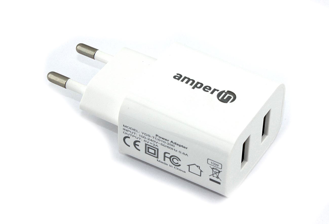 Блок питания (сетевой адаптер) Amperin 5V/2A 2USB (YDS-TC010-200)