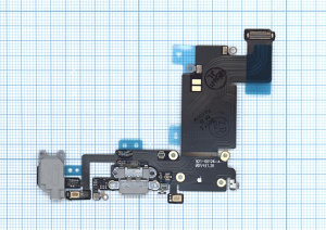 Шлейф разъема питания с аудио-разъемом для iPhone 6S Plus серый