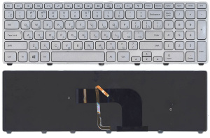 Клавиатура для ноутбука Dell Inspiron 17-7737 серебристая с подсветкой