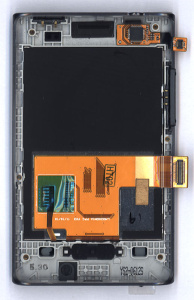 Дисплей для LG Optimus L3 E400 черный с рамкой