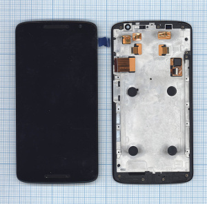 Дисплей для Motorola Moto X Play черный с рамкой