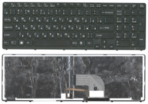 Клавиатура для ноутбука Sony Vaio SVE17 черная с подсветкой с черной рамкой