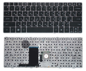 Клавиатура для ноутбука HP Elitebook 2560P 2570P черная с серебристой рамкой