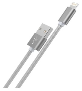Кабель USB HOCO X2 knitted, USB - Lightning, 2.4А, 1м, серый