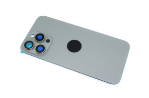 Задняя крышка (стекло) для iPhone 15 Pro Max (A3106) в сборе со стеклом камеры серая