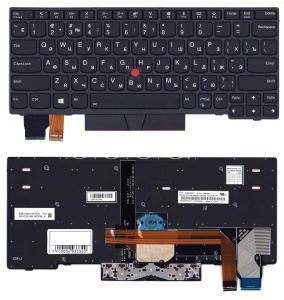 Клавиатура для ноутбука Lenovo ThinkPad X390 черная с подсветкой