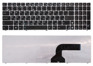 Клавиатура для ноутбука Asus K52 UL50 черная с серебристой рамкой