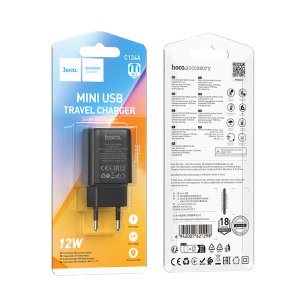 Блок питания (сетевой адаптер) HOCO C134A Solid 1xUSB, 2.4A, черный