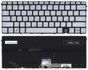 Клавиатура для ноутбука HP Spectre x360 14-ef серебро