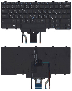 Клавиатура для ноутбука Dell Latitude E5470 E7470 черная с подсветкой и указателем