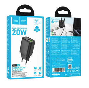 Блок питания (сетевой адаптер) HOCO N61 Gentle PD20W+QC3.0 charger, черный