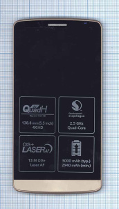 Дисплей для LG G3 D855 черный с золотой рамкой
