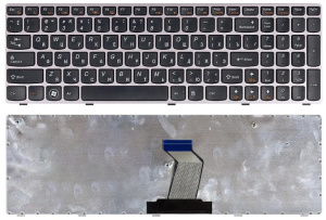 Клавиатура для ноутбука Lenovo IdeaPad Z560 Z565 G570 G770 черная с бронзовой рамкой
