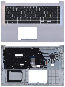 Топкейс для Asus Vivobook F513E серебристый, кнопки черные с подсветкой