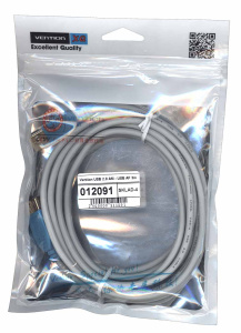 Кабель Vention USB 2.0 AM - USB AF 3m серый круглый