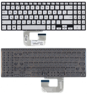 Клавиатура для ноутбука Asus  UX561UA Q505UA серебристая без рамки, с подсветкой
