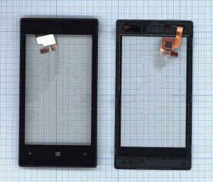 Сенсорное стекло (тачскрин) для Nokia Lumia 520 черное c рамкой