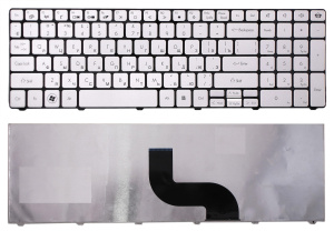 Клавиатура для ноутбука Packard Bell TM81 TM86 TM87 TM89 TM94 TX86/NV50 серебристая