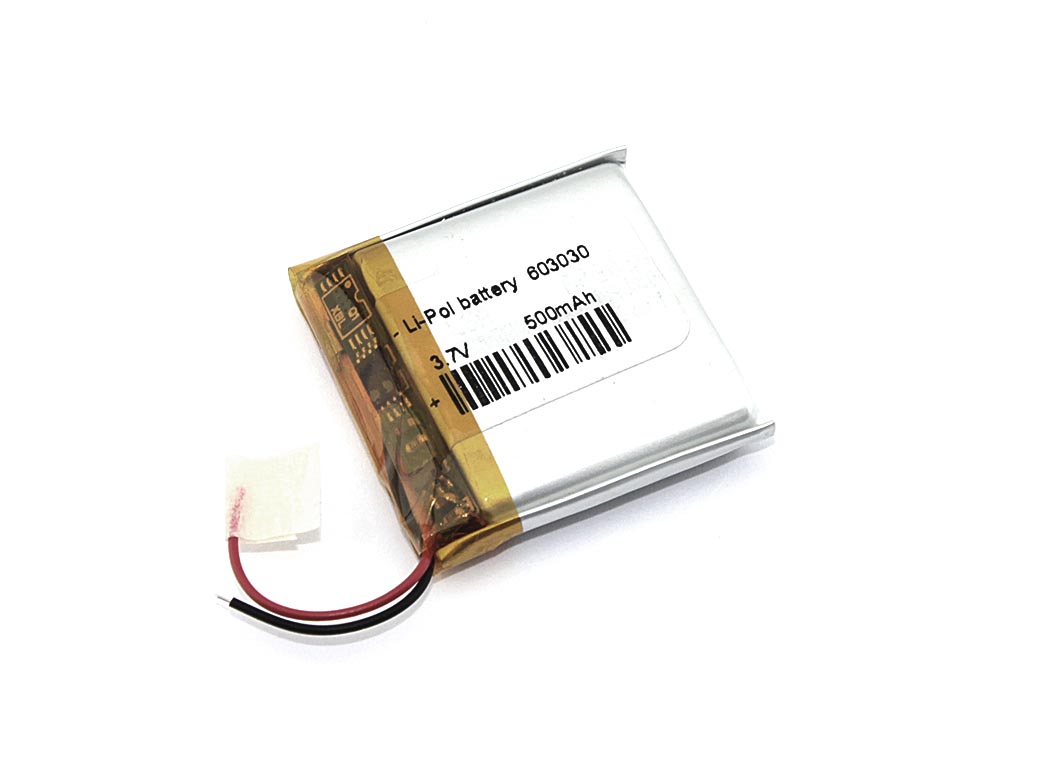 Аккумулятор Li-Pol (батарея) 6*30*30мм 2pin 3.7V/500mAh