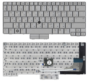 Клавиатура для ноутбука HP EliteBook 2730p серебристая с указателем