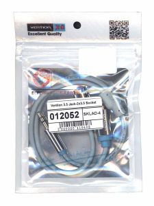 Кабель Vention 3.5 Jack-2x3.5 Socket серый круглый