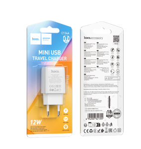 Блок питания (сетевой адаптер) HOCO C134A Solid 1xUSB, 2.4A, белый
