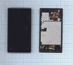 Дисплей для Nokia Lumia 520 черный с рамкой