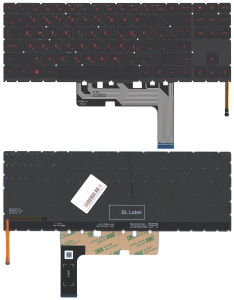 Клавиатура для ноутбука HP Omen 15-ek черная с красной подсветкой