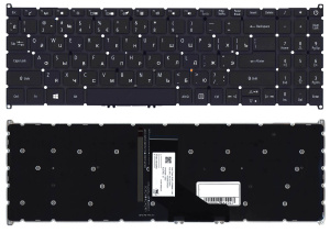 Клавиатура для ноутбука Acer Aspire A515-52 черная с подсветкой