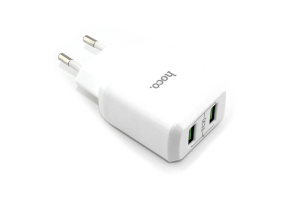 Блок питания (сетевой адаптер) HOCO N6 Charmer QC3.0, 18W, два порта USB, 5V, 3.0A, белый