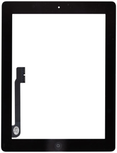 Сенсорное стекло (тачскрин) для iPad 3 черное с кнопкой OEM