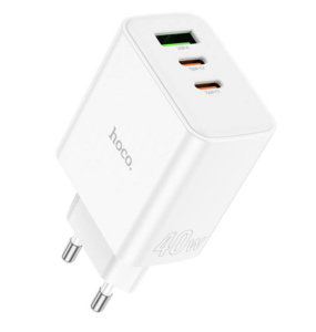 Блок питания (сетевой адаптер) HOCO C126A 1 USB, 2 Type-C, 40W, белый