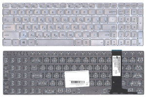 Клавиатура для ноутбука Asus N550 серебристая без подсветки