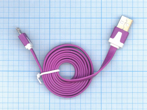 Плоский кабель Color USB-microUSB 1.0m USB-2.0 Purple (Фиолетовый)